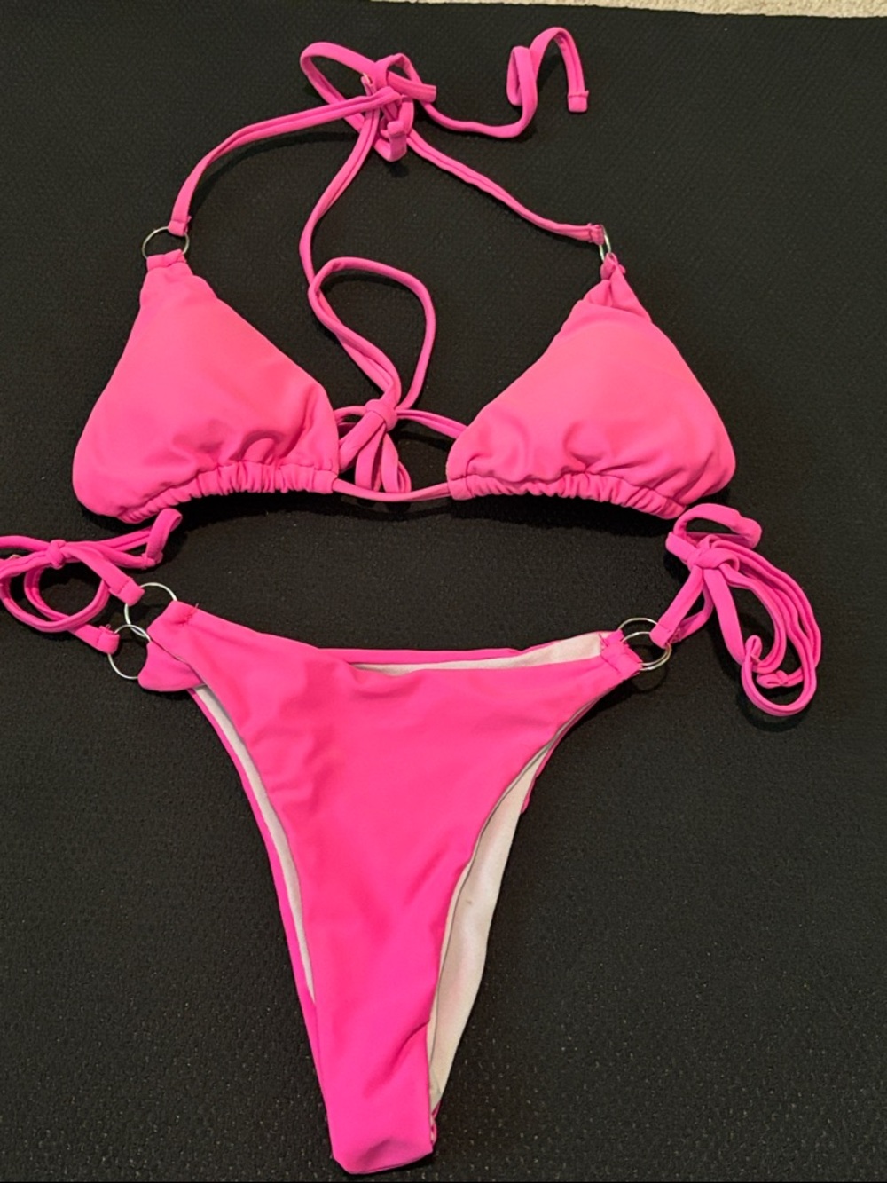 Neon Pink Triangle String Bikini